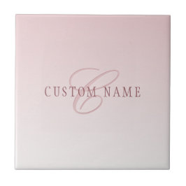 Elegante Schrift und Monogramm | Rose Ombre Fliese