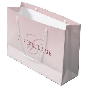 Elegante Schrift und Monogramm Rose Ombre Große Geschenktüte