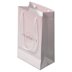 Elegante Schrift und Monogramm Rose Ombre Kleine Geschenktüte