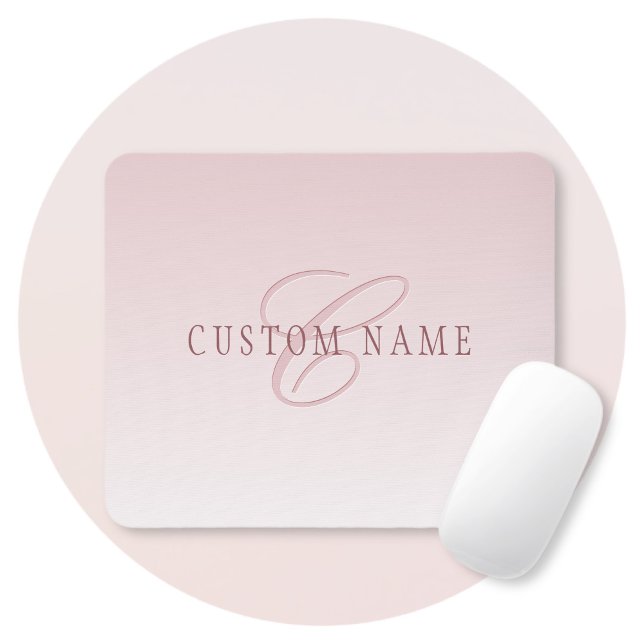 Elegante Schrift und Monogramm | Rose Ombre Mousepad (Von Creator hochgeladen)