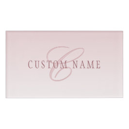 Elegante Schrift und Monogramm | Rose Ombre Namenschild