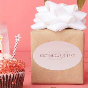 Elegante Schrift und Monogramm   Rose Ombre Ovaler Aufkleber