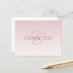 Elegante Schrift und Monogramm   Rose Ombre Postkarte