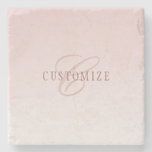 Elegante Schrift und Monogramm   Rose Ombre Steinuntersetzer