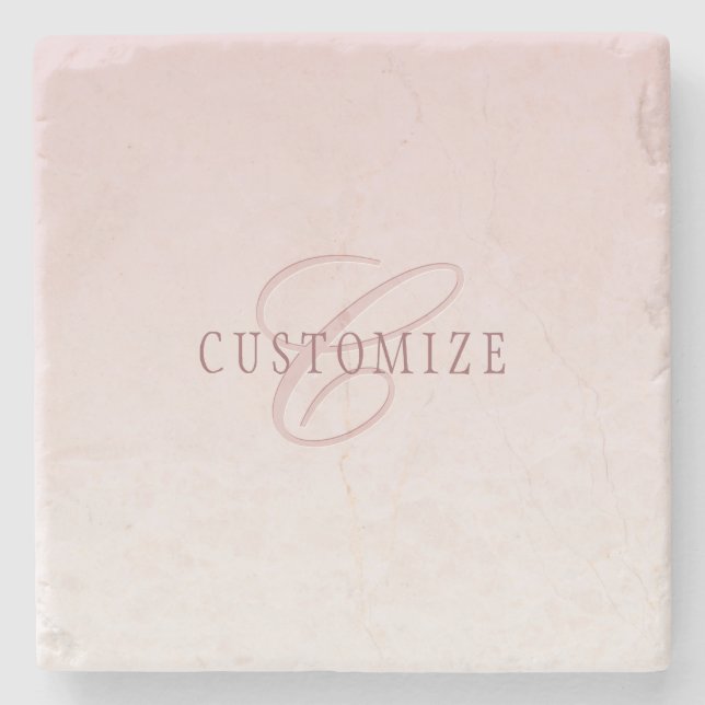 Elegante Schrift und Monogramm | Rose Ombre Steinuntersetzer (Vorderseite)