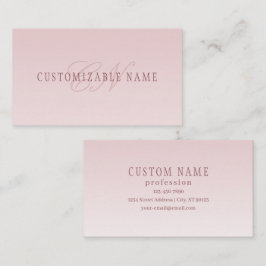 Elegante Schrift und Monogramm | Rose Ombre Visitenkarte