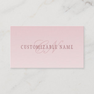 Elegante Schrift und Monogramm Rose Ombre Visitenkarte
