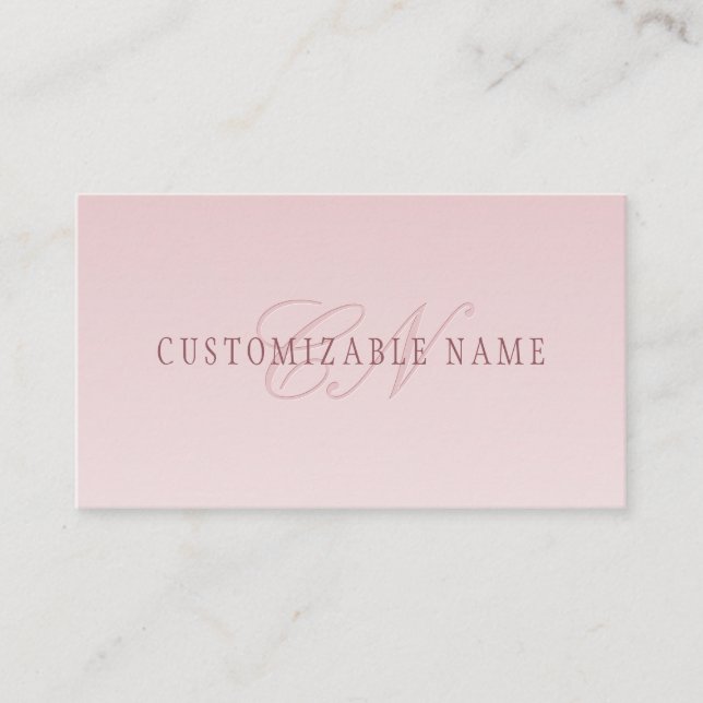 Elegante Schrift und Monogramm | Rose Ombre Visitenkarte (Vorderseite)