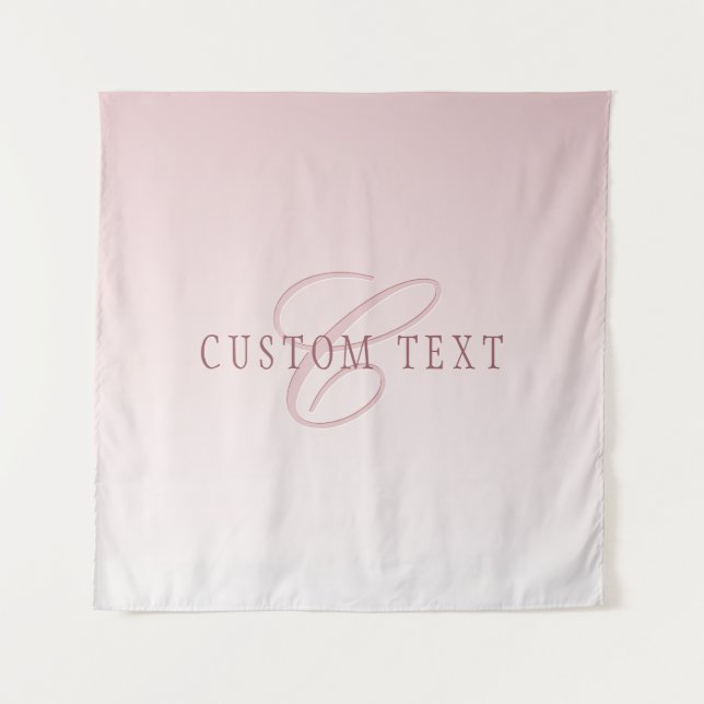 Elegante Schrift und Monogramm | Rose Ombre Wandteppich (Vorderseite)