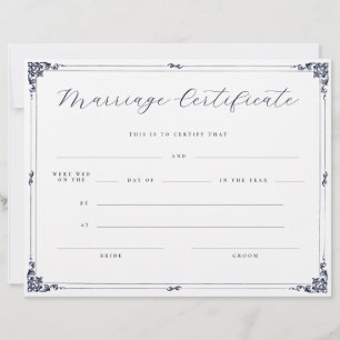 Elegante Schrift Vintage-Rahmen Hochzeitsurkunde