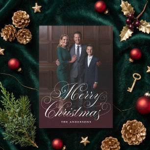 Elegante Schrift Weihnachtsfoto Familie Feiertag Feiertagskarte