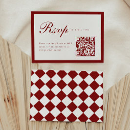 Elegante Schrift Weinroter QR-Code Abschlussfeier RSVP Karte