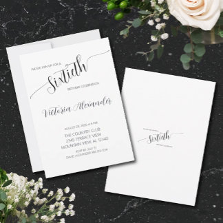 Elegante Schrift zum Sechzigsten Geburtstagsjubilä Einladung