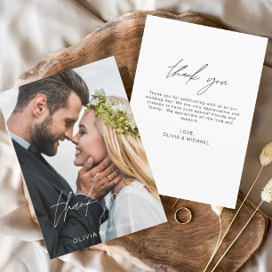 Elegante Schriftfoto-Hochzeits-Dankeskarten Dankeskarte