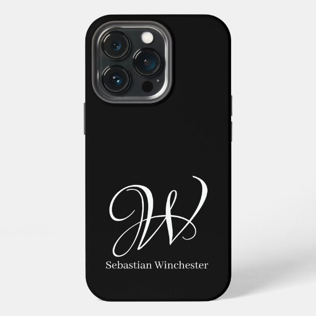 Elegante Schriftinitialen und Name einfarbig schwa iPhone Hülle (Hinten)