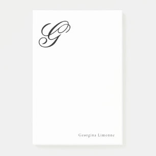 Elegante Schriftmonogramm Personalisiert Post-it Klebezettel