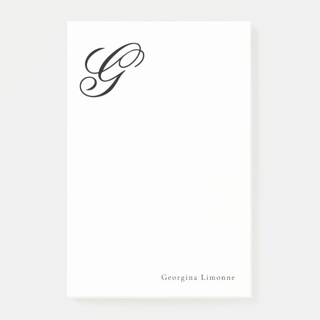 Elegante Schriftmonogramm Personalisiert Post-it Klebezettel (Vorderseite)