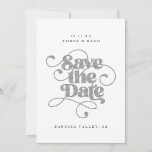 Elegante Schriftwörter Silber-Faux-Glitter Save The Date