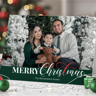 Elegante Schriftzug Christliches Weihnachtsfoto ge Feiertagskarte