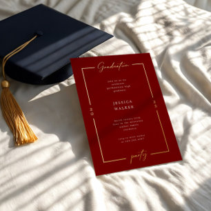 Elegante Schriftzug-Foto-Folie-Abschlussfeier Folieneinladung