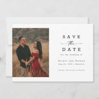 Elegante Schriftzug Foto QR-Code Hochzeit Save The Date