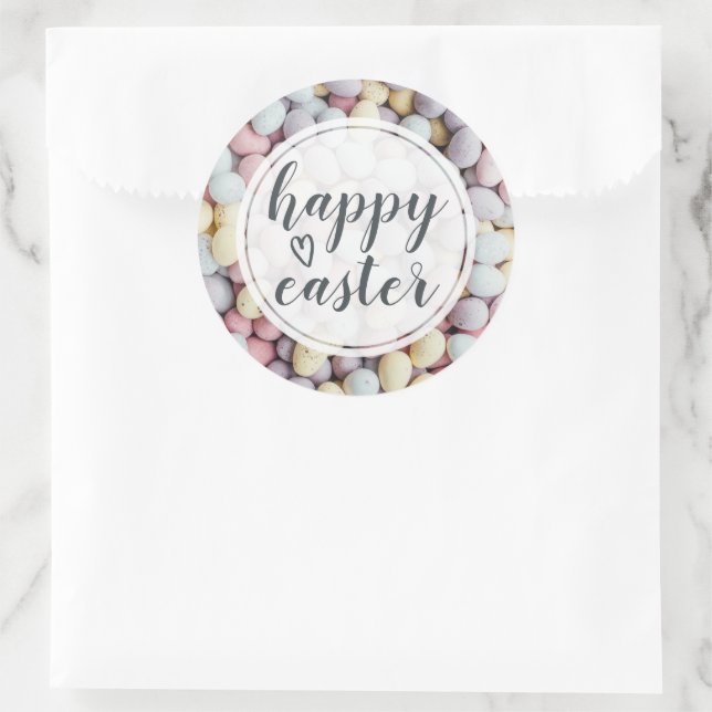 Elegante Schriftzug Frohe Ostern Eier Runder Aufkleber (Tasche)