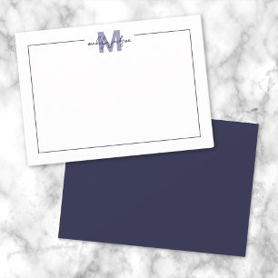 Elegante Schriftzug-Rand Marineblaue Monogramm Mitteilungskarte
