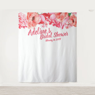 Elegante Schriftzug Rosa-Aquarell-Blumen-Junggesel Wandteppich