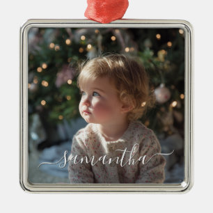 Elegante Schriftzug-Signatur-Name-Foto Ornament Aus Metall