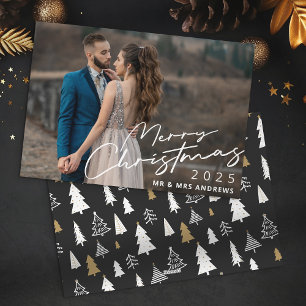 Elegante Schriftzug Weihnachtsfoto Verheiratetes P Feiertagskarte