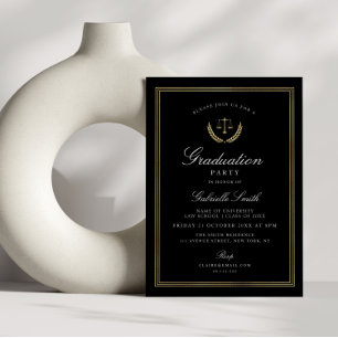 Elegante Schulabschlussfeier für Schwarzes und Gol Einladung