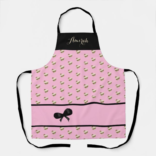 Elegante Schürze "It's All About Gold Hearts" (Vorderseite)