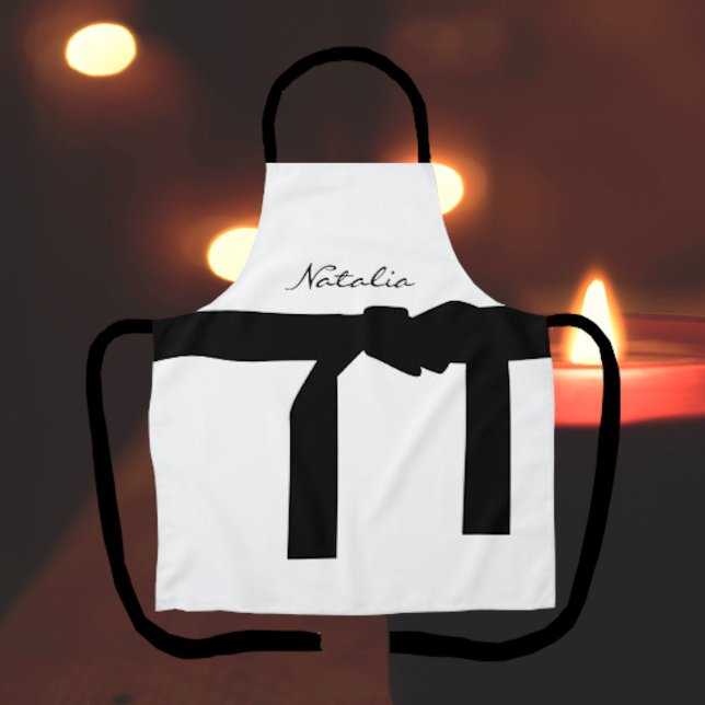 Elegante Schürze Weiß und Schwarz mit Sash (Von Creator hochgeladen)