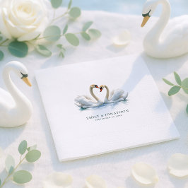 Elegante Schwäne Namen Datum Hochzeit Serviette