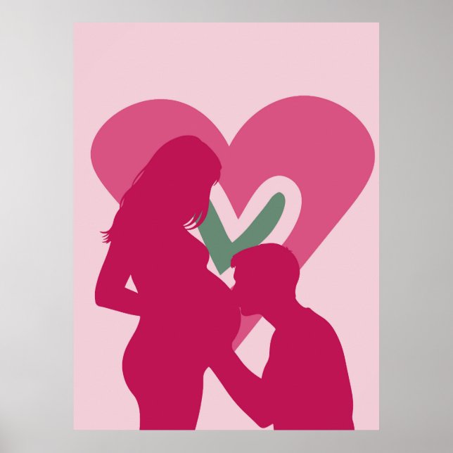 Elegante Schwangere Frauen Silhouette Kinderzimmer Poster (Vorne)
