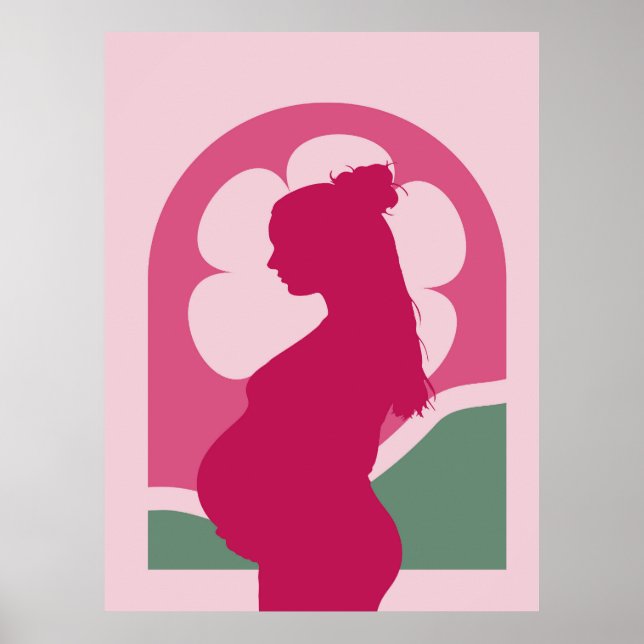 Elegante Schwangere Frauen Silhouette Kinderzimmer Poster (Vorne)