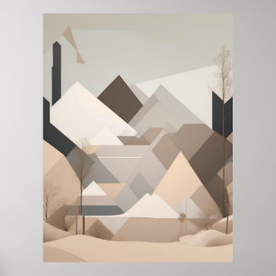 Elegante Schwarz Beige Abstrakte Landschaft Poster