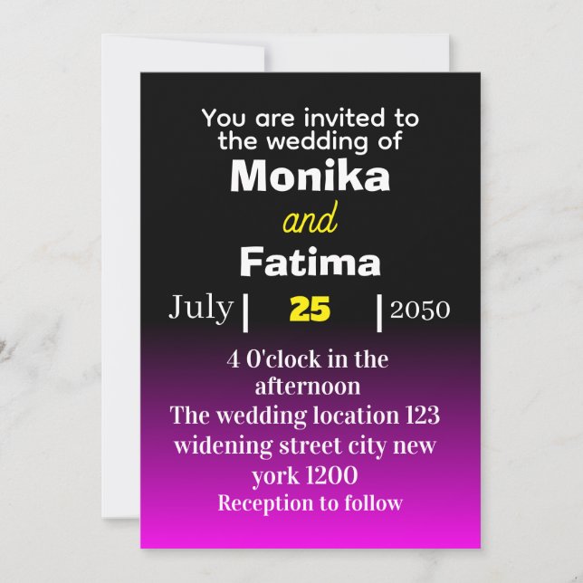 Elegante Schwarz-Blau-Hochzeit Einladung (Vorderseite)