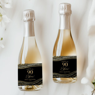 Elegante Schwarz-Gold-Achat-90.-Geburtstagsfeier