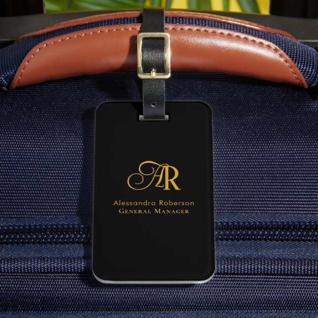 Elegante Schwarz-Gold-Farbe Gepäckanhänger (Vorderseite Insitu 2)