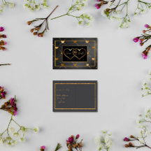 Elegante Schwarz-Gold-Herzen Save the Date
