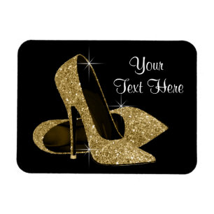 Elegante Schwarz-Gold-High-Heel-Spitzmagnete Magnet