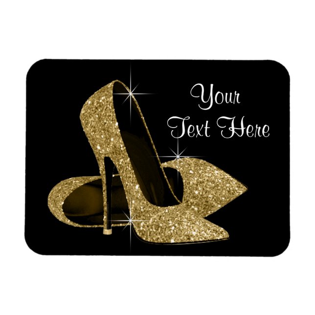 Elegante Schwarz-Gold-High-Heel-Spitzmagnete Magnet (Horizontal)