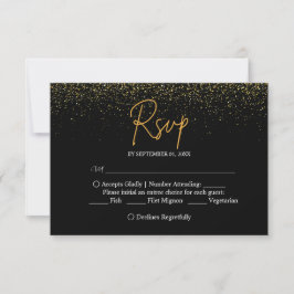 Elegante Schwarz-Gold-Hochzeit RSVP Karte