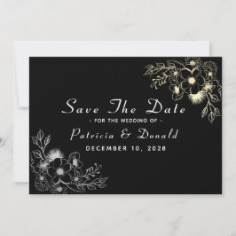 Elegante Schwarz-Gold-Hochzeit Save The Date