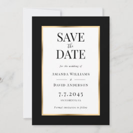 Elegante Schwarz-Gold-Hochzeit speichert die Datum Save The Date