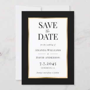 Elegante Schwarz-Gold-Hochzeit speichert die Datum Save The Date