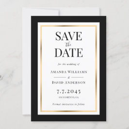 Elegante Schwarz-Gold-Hochzeiten speichern die Dat Save The Date