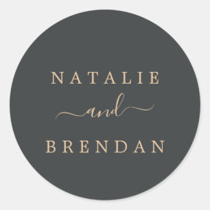 Elegante Schwarz-Gold-Hochzeiten-Umschlag Aufklebe Runder Aufkleber