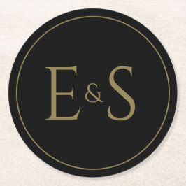 Elegante Schwarz-Gold-Hochzeiten-Untersetzer Runder Pappuntersetzer